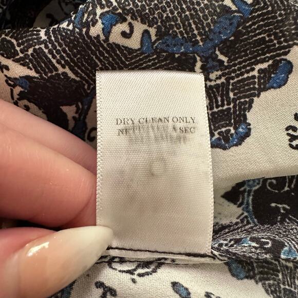 A.L.C. black, white & blue silk button front tank top size S - Picture 9 of 12